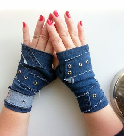 Rocker style,blue jeans gloves,Fingerless Gloves,Fingerless... - Pesquisa Google