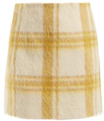 Checked Wool Blend Mini Skirt - Womens - White Print