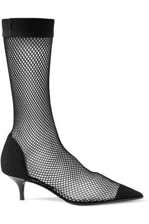 Stella McCartney | Fishnet, faux suede and PU sock boots | NET-A-PORTER.COM