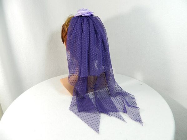 Short Veil Purple Veil With Flowers Veil on Comb Goth | Etsy