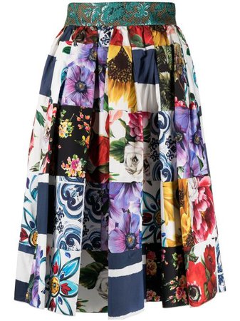 Shop Dolce & Gabbana patchwork-print pleated mini skirt with Express Delivery - FARFETCH