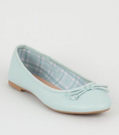 Mint Green Leather-look Ballet Pumps | New Look