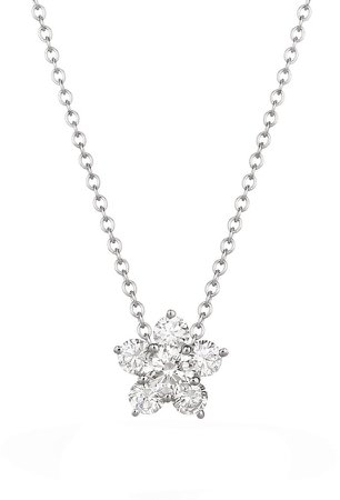 Floral Cluster Diamond Pendant Necklace