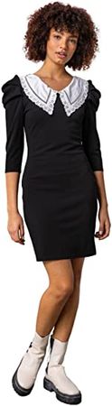 Dusk Fashion Women Lace Collar Detail Fitted Dress - Ladies at Amazon Women’s Clothing store