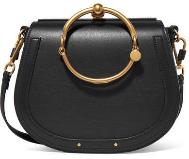 Nile Bracelet Medium Leather And Suede Shoulder Bag - Black