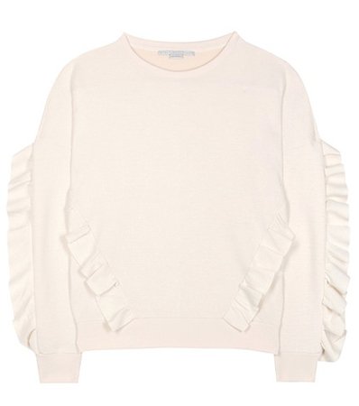 Ruffled cotton-blend sweater