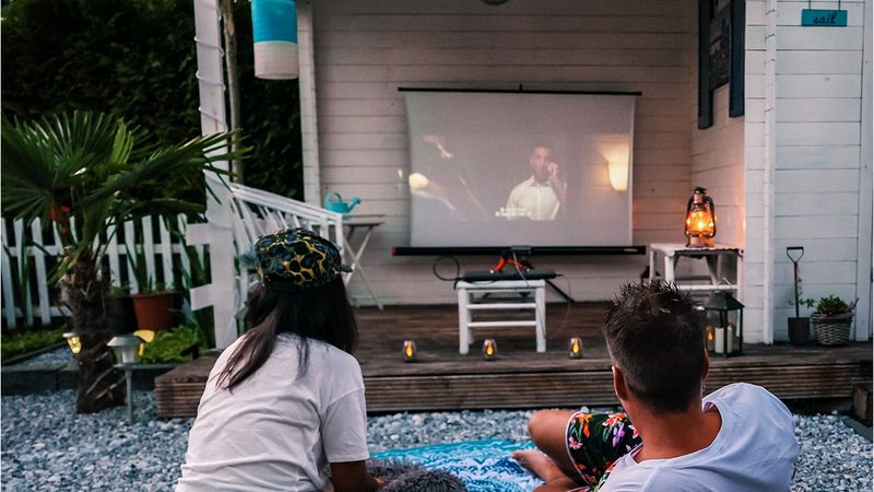 backyard movie projector