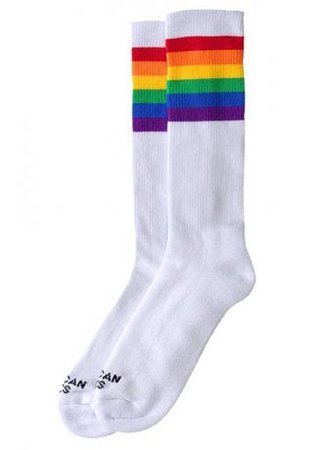 American Socks Rainbow Pride White Mid High Socks | Attitude Clothing