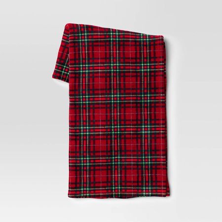 Tartan Plaid Printed Plush Throw Blanket Red - Wondershop™ : Target