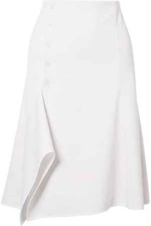 Asymmetric Stretch-wool Midi Skirt - Off-white