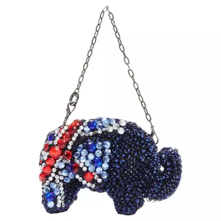rare ANTEPRIMA Wire Bag blue red crystal Union Jack elephant clutch For Sale at 1stDibs
