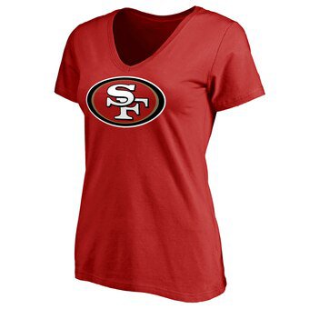 Women's San Francisco 49ers NFL Pro Line Scarlet Live For It V-Neck T-Shirt