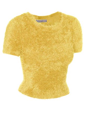 Emmalise Fuzzy Eyelash Sweater Cute Short Crop Top Fashion Shirt for Women at Amazon Women’s Clothing store: