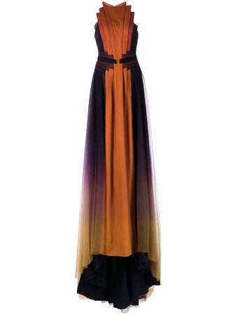 HassIdriss Panelled A-line Crepe Tulle Gown - Farfetch