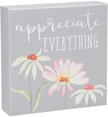 Amazon.com: Collins Painting Grey Floral Wood Box Sign (Appreciate Everything): Home & Kitchen