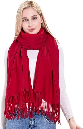 vimate Red Cashmere Scarf, Winter Warm Cashemre Pashmina Shawl Wrap for Women/Ladies（Red at Amazon Women’s Clothing store