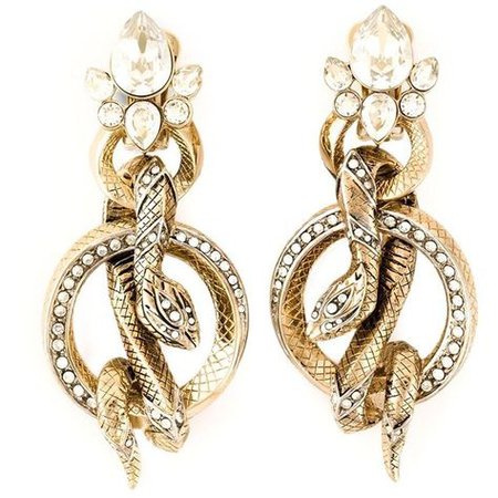 Gold & Diamond Snake Hanging Earrings