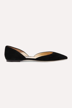 Esther Suede Point-toe Flats - Black