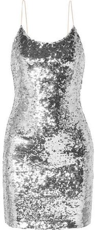 Alice Olivia - Giselle Sequined Tulle Mini Dress - Silver