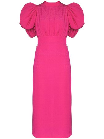 Shop pink ROTATE open back midi dress with Express Delivery - Farfetch
