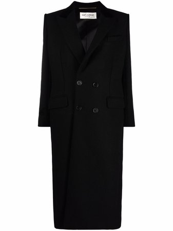 Shop Saint Laurent double-breasted mid-length coat with Express Delivery - FARFETCH
