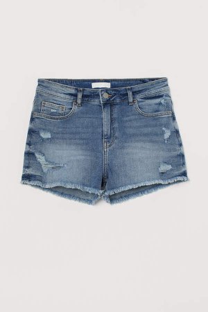 Low Waist Denim Shorts - Blue