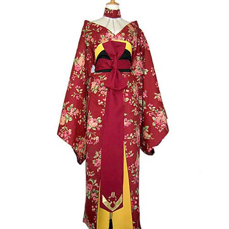 Japanese Traditional Kimono Women's New Year Masquerade Festival / Holiday Cotton Red Carnival Costumes Floral 2019 - US $69.99