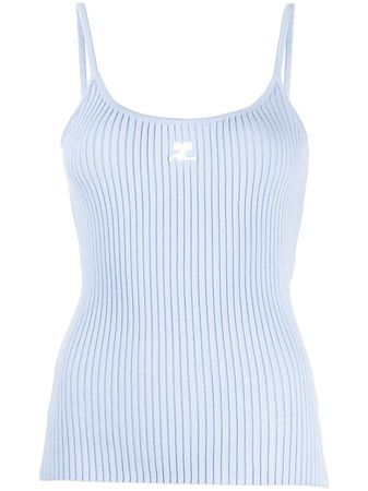 Courrèges logo-embossed ribbed-knit Tank Top - Farfetch