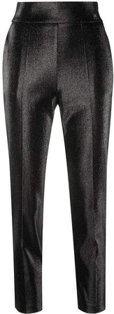 high-waisted lurex trousers