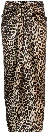 calla silk leopard print skirt