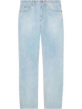 Blue Gucci regular fit stone-bleached jeans for men -Farfetch