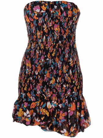 Saint Laurent floral-print strapless dress - FARFETCH