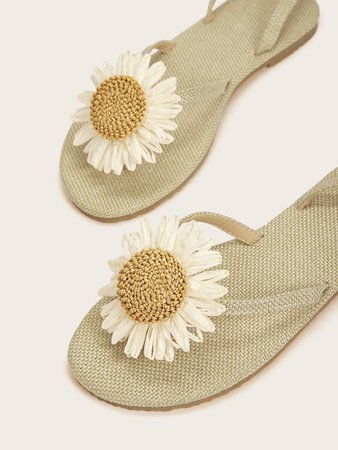 Floral Decor Toe Post Sandals | SHEIN USA
