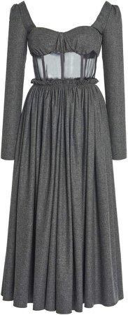 Rosie Assoulin Pleated Wool-Cotton Dress