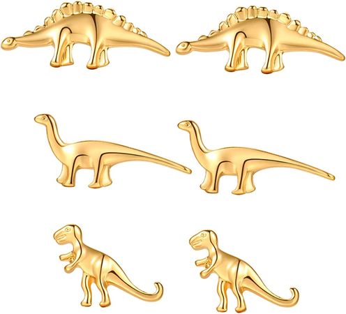 Amazon.com: Dinosaur Stud Earrings 14K Gold Plated 925 Sterling Silver Post Stud Earrings Animal Earrings for Women Girls: Clothing, Shoes & Jewelry