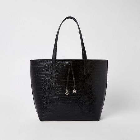 Black croc embossed bag - Shopper & Tote Bags - Bags & Purses - women