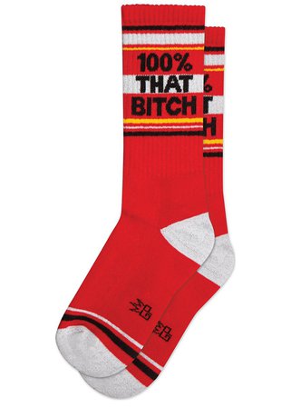 100% That Bitch Socks | Bold Feminist Retro Gym Socks - ModSock