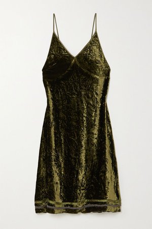 Green Tie-detailed silk-trimmed velvet dress | R13 | NET-A-PORTER