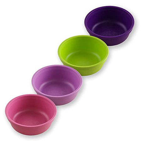 Amazon.com: Re-Play Made in USA 4pk 12 oz. Bowls in Bright Pink, Blush, Purple, Amethyst | Made from Eco Friendly Heavyweight Recycled Milk Jugs and Polypropylene - Virtually Indestructible (Princess+): Kitchen & Dining