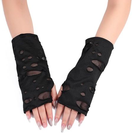 Amazon.com: Y2k Grunge Hole Knitted Long Arm Warmers Cosplay Dark Fingerless Gloves Goth Punk Hip Hop Accessories for Women (Black,one size) : Everything Else