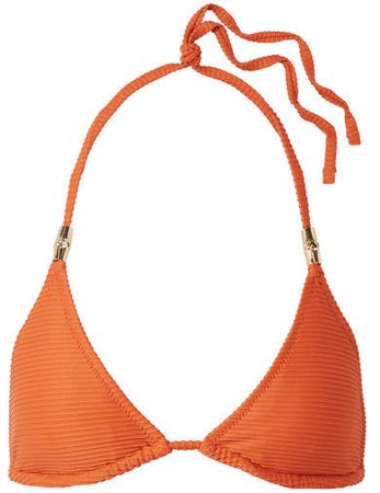 Textured Triangle Bikini Top - Orange