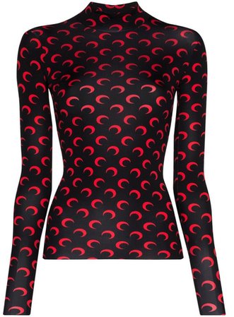 Red+Black crescent moon long sleeve