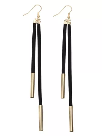Gold Plated Suede Cord Drop Earrings | SHEIN IN