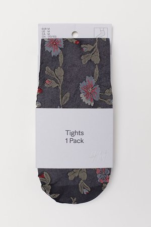Floral Tights - Black/floral - Ladies | H&M US