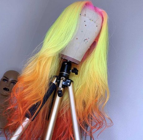 multi neon lace wig