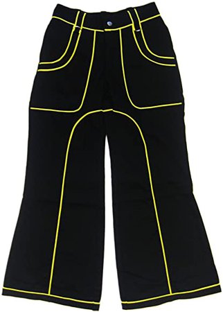 Womens Neon Yellow Cyber Gothic Bondage Jeans Trousers Alternative Flared Baggy Emo (28" Waist): Amazon.co.uk: Clothing
