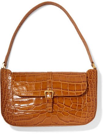 Miranda Croc-effect Leather Shoulder Bag - Tan