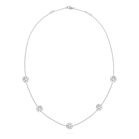 Van Cleef & Arpels Fleurette necklace, 5 flowers, large model 18K white gold, Diamond