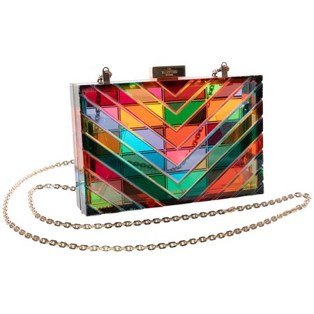 Valentino 1973 Rainbow Acrylic Clutch Bag Miniaudière, 2015 For Sale at 1stDibs