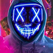 Amazon.com: Purge Mask Halloween Light up Mask,Cool Halloween Costumes for Teen Boys,LAMZZP Scary Mask Hallowen Led Purge Glowing Masks for Men Women Girl Kids,3 Light Modes Purge Outfit for Parties(Blue) : Clothing, Shoes & Jewelry